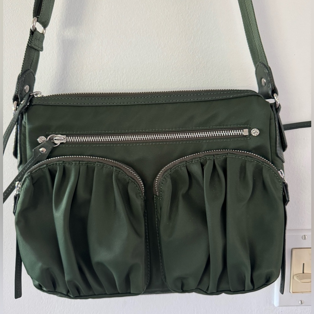 MZ WALLACE Forest Green Multi Zip Adjustable Crossbody Bag. Excellent Condition